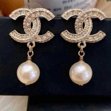 chanel earings with pearl|authentic chanel pearl earrings.